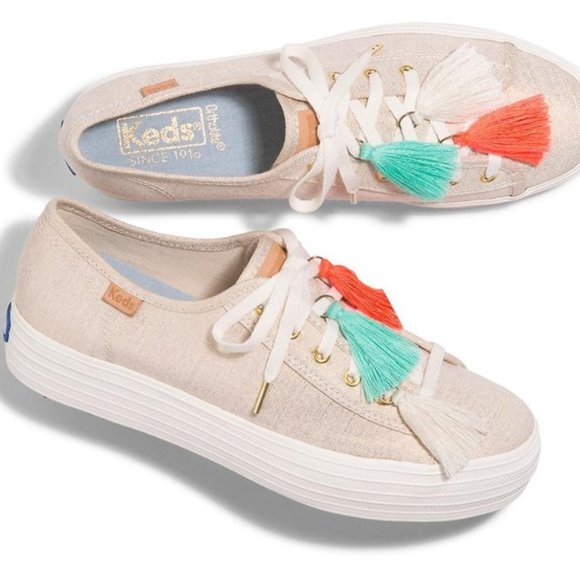 keds triple kick metallic linen